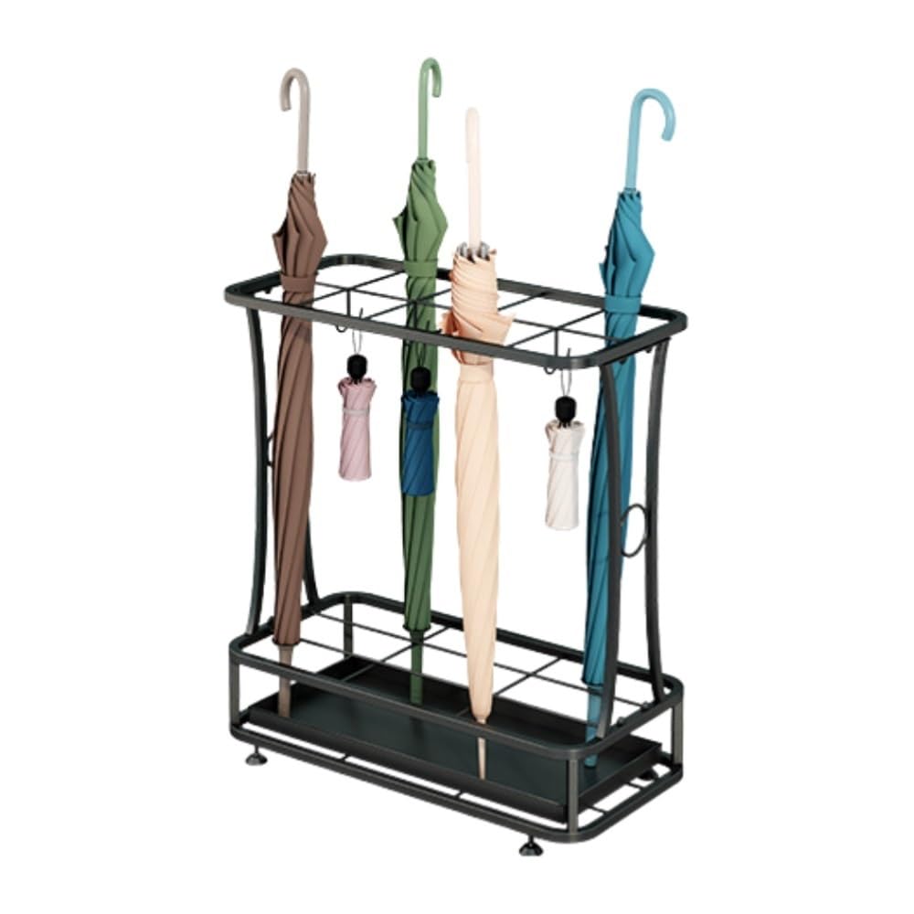 Cnfhfry One Color Umbrella Stand， Freestanding Umbrella With Hooks For Entrance & Corridor - Stylish Rack(19.1 * 9.5 * 23.8In)