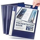 Dunwell Presentation Binder 12-Pocket, Displays 24 Pages, 8.5x11 Portfolio Binder with Plastic Sleeves, Storage and Organizer for Documents, Certificates, Projects, Photos (3 Pack, Blue)