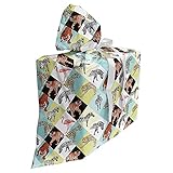 Ambesonne Animals Fabric Gift Bag, Zebra and Leopard Giraffe Skin Patterns Nature's Boon Seamless Art, Present Sack for Parties Birthdays with 3 Ribbons, 27, Multicolor