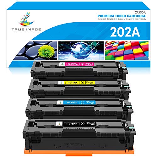 True Image Compatible Toner Cartridge Replacement for HP 202A CF500A M281fdw HP Color Laserjet Pro MFP M281fdw M281cdw M254dw M281fdn M254 M281 202 Toner Printer (Black Cyan Yellow Magenta, 4-Pack)