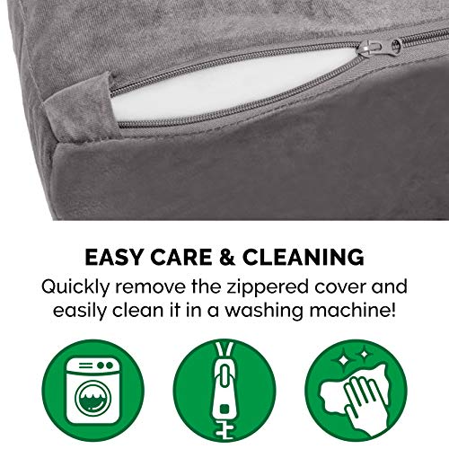 Furhaven Orthopedic Dog Bed For Extra Large Dogs W/ Bonus Water-Resistant Liner & Removable Washable Cover, For Dogs Up To 300 Lbs - Goliath Quilted Faux Fur & Velvet Bolster Chaise - Gray, 4Xl #TOP6