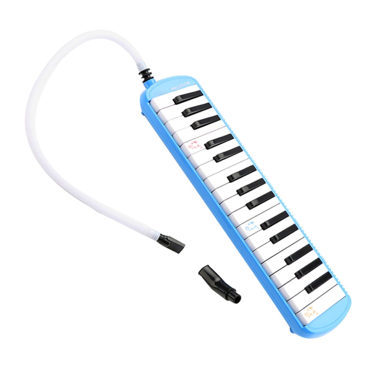 Mélodica Touches pour Débutants avec Tube Embouchure Bleu et Blanc Instrument à Vent Stable pour Apprentissage Musical