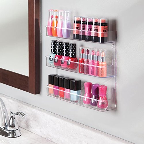mDesign Nagellackregal für die Wandmontage – Kosmetikablage aus Kunststoff für den Schminktisch oder Schrank – perfekte… – Bild 3