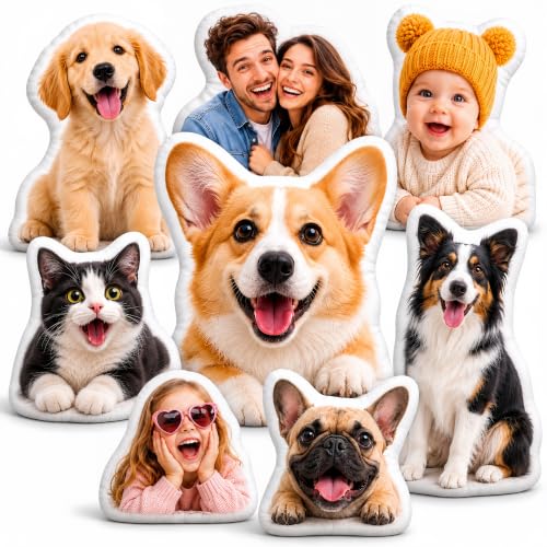 Unilirace Custom Pet Pillow with Photo - Dog Cat Face Pillow for Pet Lovers