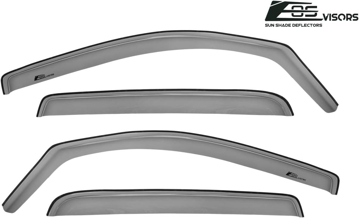 Fits All 2016-2023 Toyota Tacoma Double Cab Models | EOS Visors in-Channel Style Smoke Tinted Side Vents Window Deflectors Rain Guards