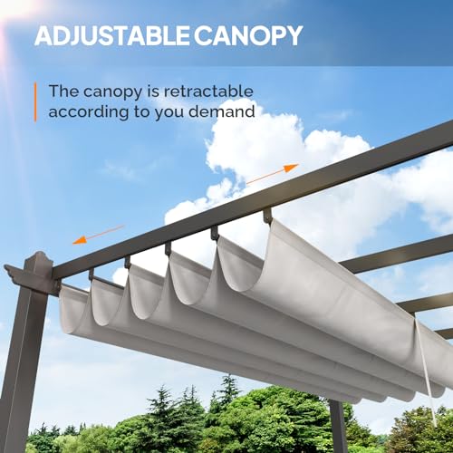 VINGLI-10x-10-Outdoor-Pergola-Retractable-Aluminum-Pergola-Canopy-with-Adjustable-Roof-Patio-Pergola-for-Deck-Porch-Garden-Yard-Gray VINGLI 10x 10 Outdoor Pergola Retractable Aluminum Pergola Canopy with Adjustable Roof Patio Pergola for Deck Porch Garden Yard Gray