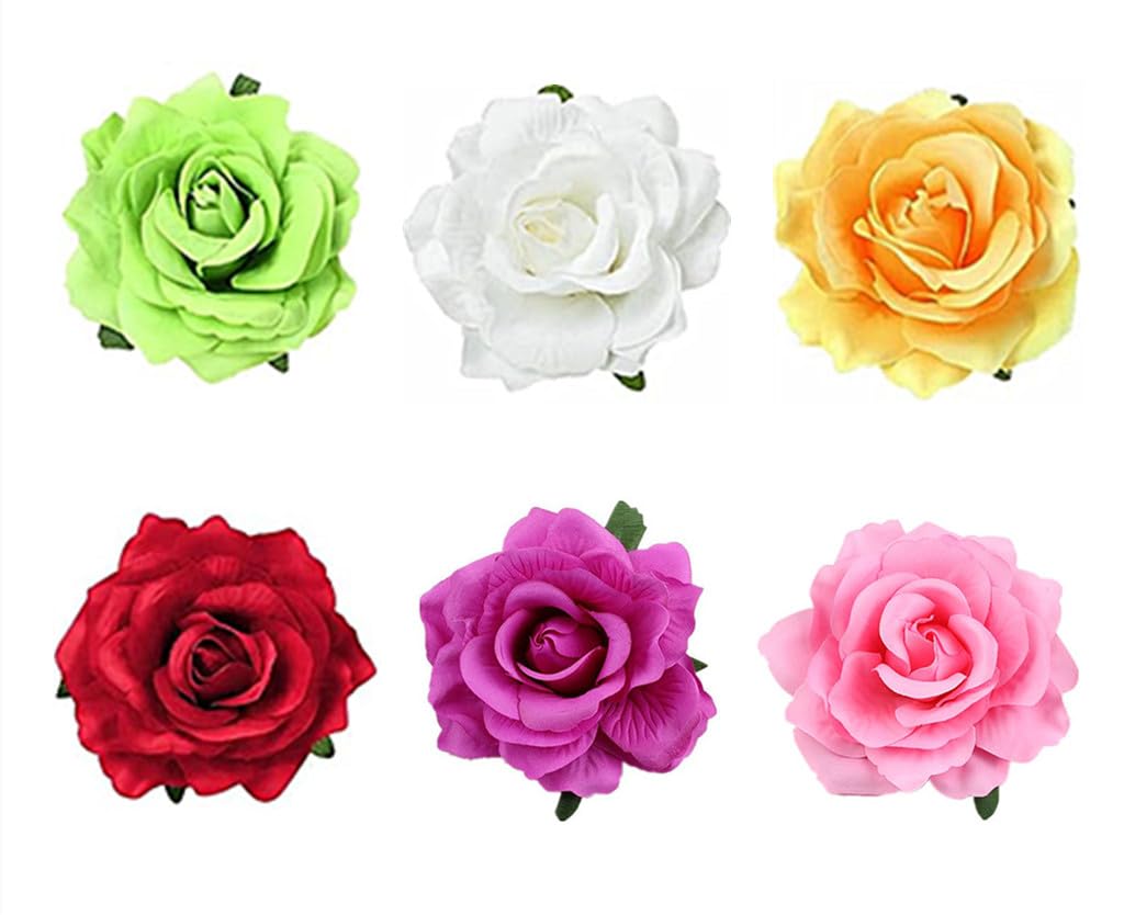ALIMITOPIA Flower Hair Clip Fabric Artificial Rose Flower Hairpin Barrette Brooch Headdress Bobby Pins Headwear Hair Accessories for wedding Party supplies(Rose Style;4.3 inches;6pcs)