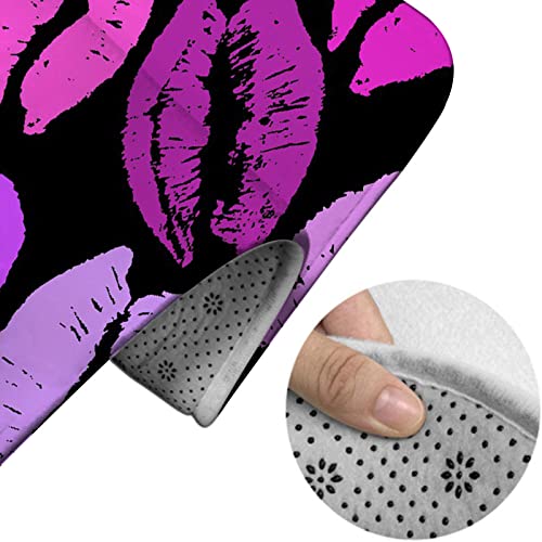 Badezimmerteppich-Set, 3-teilig, Lila Lippen, waschbare Badeteppiche, rutschfest, mit Rückenpolster, Konturteppich und Toilettendeckelbezug – Bild 5