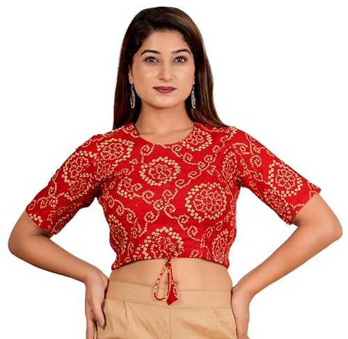 Image of Yash Gallery Women's Cotton Zig-Zag Printed Regular Regular Fit Short Sleeve Blouse
