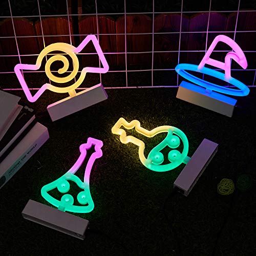 YR Halloween Decorations LED Neon Sign Light. Indoor Night Table Lamp with Battery or USB Powered for Party, Living Room, Family Room, Kids Room, Home Décor, Boo