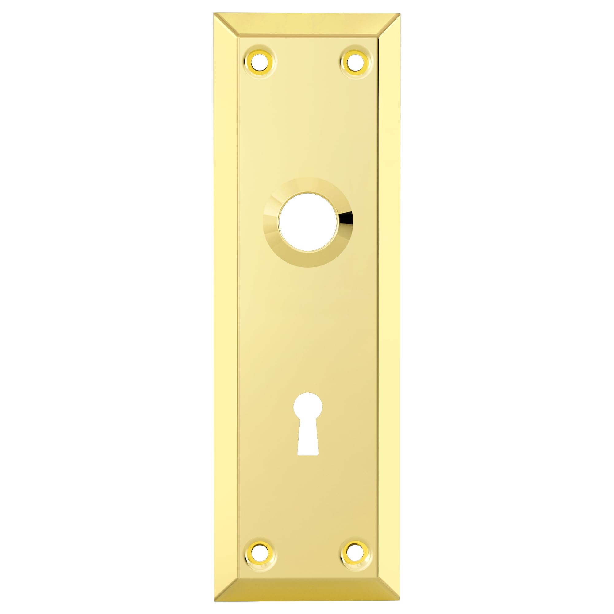 newliplace 2 Pack Mortise Lock Door Plates for Interior Doors, Old Style Mortise Door Knob Replacement, Door Escutcheon Plates Polished Gold/Brass