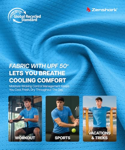 Image of ZENSHARK Gym T-Shirt for Men| Dry Fit Workout Sports T-Shirt | Quick Dry Breathable Polyester Fabric with Half Sleeve Round Neck | Running Gym Wear Active Wear for Training
