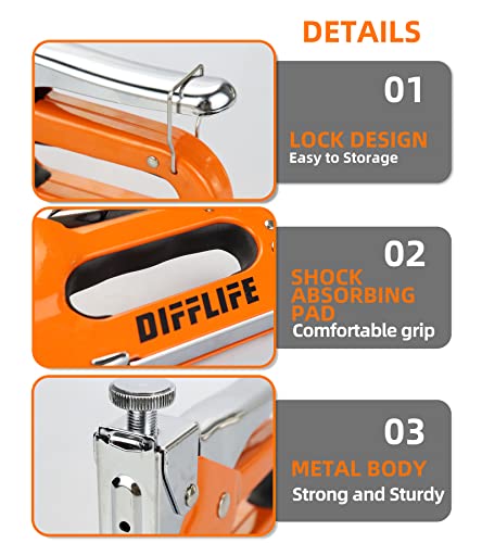 Difflife Staple Gun Heavy Duty, 4-In-1 Stapler Gun With 2400 Staples, Manual Brad Nailer Power Adjustment Stapler Gun For Wood, Crafts, Carpentry, Decoration Diy #TOP6