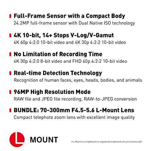 Image of Panasonic LUMIX S5 Full Frame Mirrorless Camera (DC-S5BODY) and LUMIX S Series 70-300mm Lens (S-R70300)