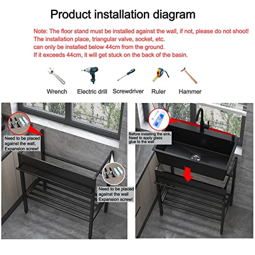 Freestanding Stainless Steel Black Utility Sinks,Commercial Kitchen Washing Sink 1Compartment With Faucet,Heavy Duty Hand Washing Basin For Laundry Room,Utility Room,Garage,Basement,Outdoor And Indoor #TOP6