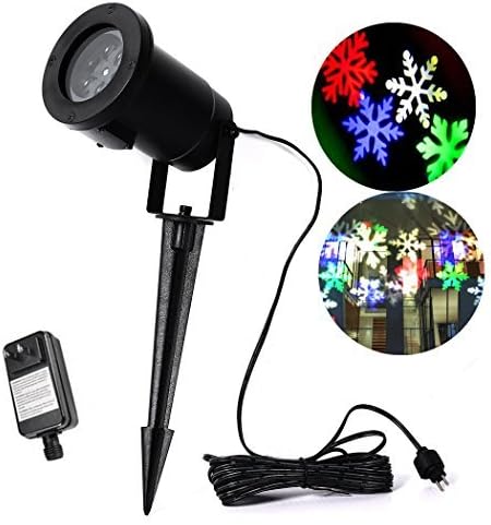 Cakuja Waterproof Rotating Multicolor RGB Snowflakes led Light Landscape Projector with Stake for Indoor Outdoor Decor Christmas Halloween Holiday Party Home Stage Decoration