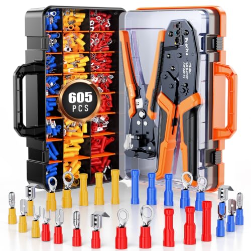 Preciva Crimping Tool Kit with Wire Stripper for Insulated Wire Connectors