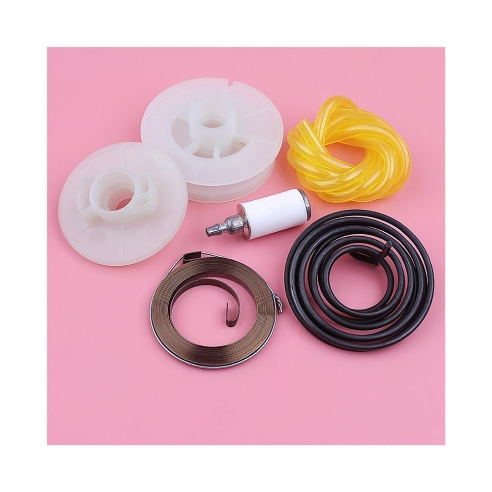 Kit de polea de Arranque retráctil, Filtro y Manguera Compatible con desbrozadoras 128LD, 128C, 128CD y 128R. Pieza de Repuesto.