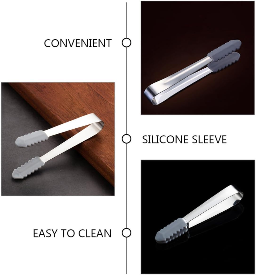 2pcs Stainless Steel Ice Cube Tong for Kitchen and Camping Use