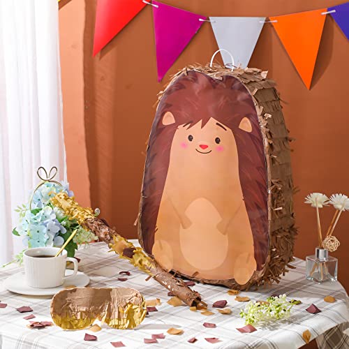 Pinata Bundle With A Blindfold And Bat (16 X 12 X 3 Inches), Cute Animal Pinata For Girls Boys Kids Birthday Party Toys Decoration For Animal Theme Birthday Party Game Supplies Photo Prop (Hedgehog) #TOP2