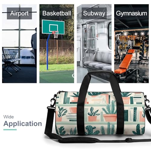 Succulents Potted Plants Books Gym Bag Travel Duffel Bag Lightweight Carry On Weekender Bag Tote Bags for Women Men3