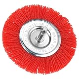QWORK® Nylon-Scheibenbürste Ø 100mm, Körnig 80, Sechskant Schaft 1/4" für effizientes Polieren & Schleifen
