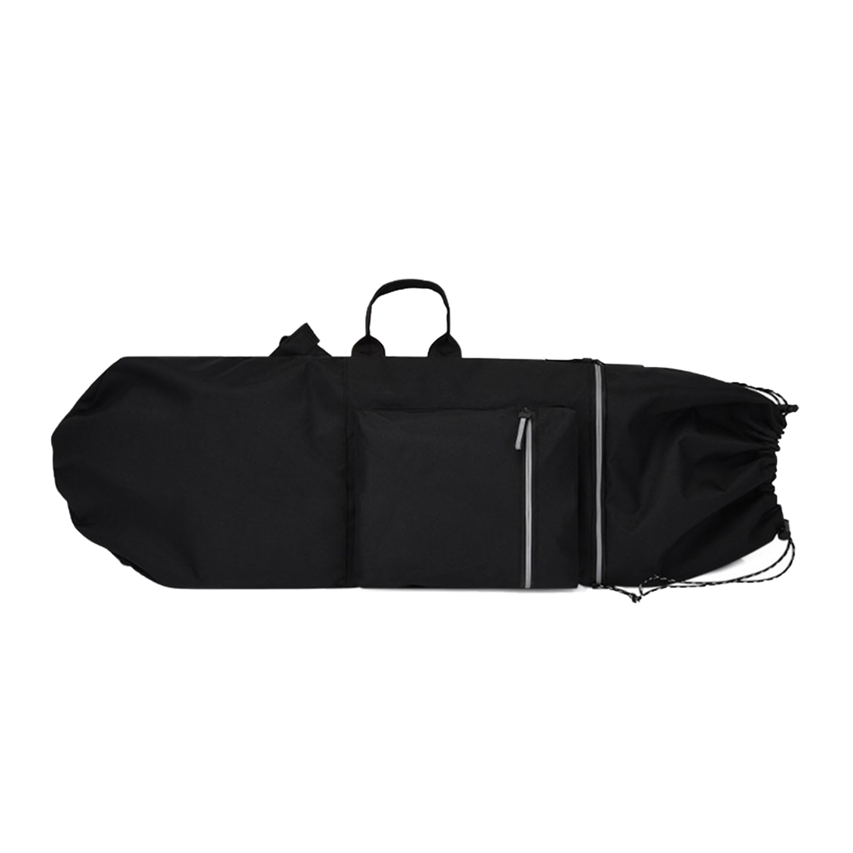 NIDONE Skateboard Backpack, Waterproof Nylon Longboard Backpack with Tote & Drawstring, 12.6X43 Multi-Pocket Black Skateboard Bag with Luminous Zipper,Skateboard Backpack
