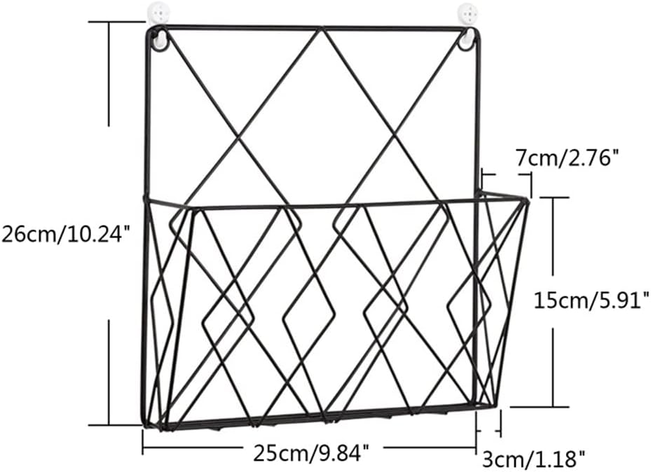 HBJWOV Wall Mounted Wrought Iron Book Shelf Grid Design Hollow Bookcase Holder Home Bedroom(E)