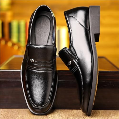 Men’s Slip-on Business Dress Shoes Breathable Casual Shoes for Middle-Aged Men Formal Comfortable Shoes for All Seasons(10)3
