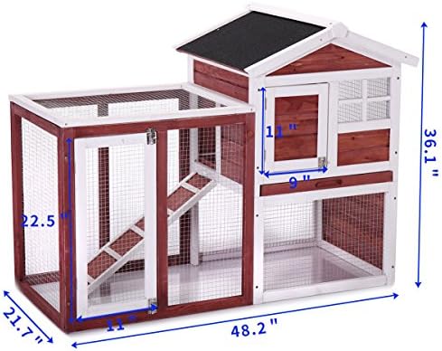 Tobbi Chicken Poultry Coop Hen House 48” Wood Rabbit Pet Hutch Cage Deluxe w/Nesting Box