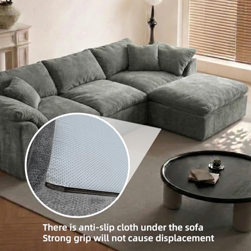 Image of Cloud Couch Sectional for Living Room, Modular L Shaped Boneless Sofa with Chaise, Compressed No Assembly Couch, Deep Seat Chenille Upholstered Convertible Sofa Bed (Grey)