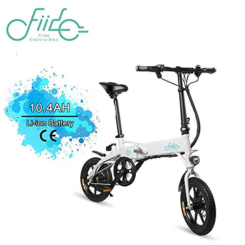 FIIDO D1 14 Pulgadas Bicicleta eléctrica Plegable, Bicicleta eléctrica de batería de Litio de 250W 7.8/10.4Ah con luz LED Frontal...