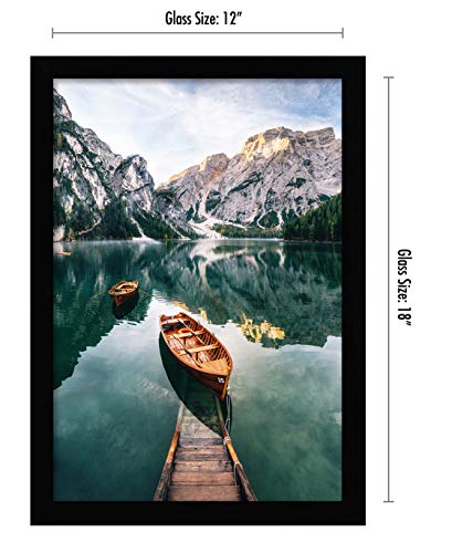 Image of Americanflat 12x18 Poster Frame with Shatter-Resistant Glass - Set of 2 - Signature Collection - Gallery-Style Frames Made of Engineered Wood - Picture Frames for Wall Display - Black