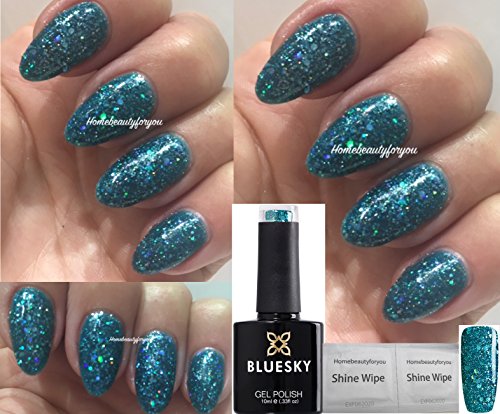 Bluesky Nail Gel Polish BLUE GLITTER Turquoise TEAL Blue Green Multi Glitter BLZ10 UV LED Soak Off 10ml Christmas