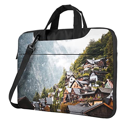 Bolso Vintage para Laptop con Estampado de Casas en Montañas miniatura 1