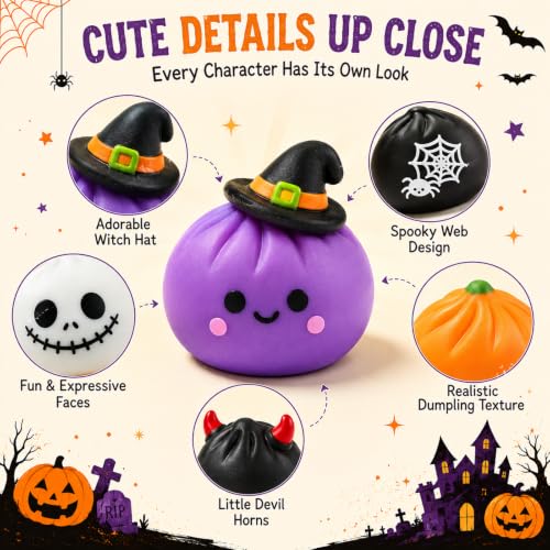 Image of 24 Pack Halloween Squishy Toy with Gift Card, Mochi Squishy Toys