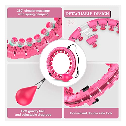 Weighted Hula Hoop - Smart Hula Hoops for Adults Weight Loss - Workout Equipment - Hula Hoops for Kids and Adults Women - 24 Sections Detachable Blue and Pink +1 resistance band+1 tape and 1 towel. - Thumbnail 3