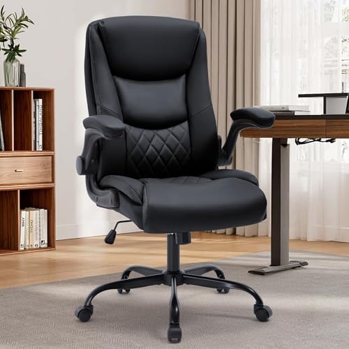 Office Chair, Executive Leather Office Chair with Lumbar Support &