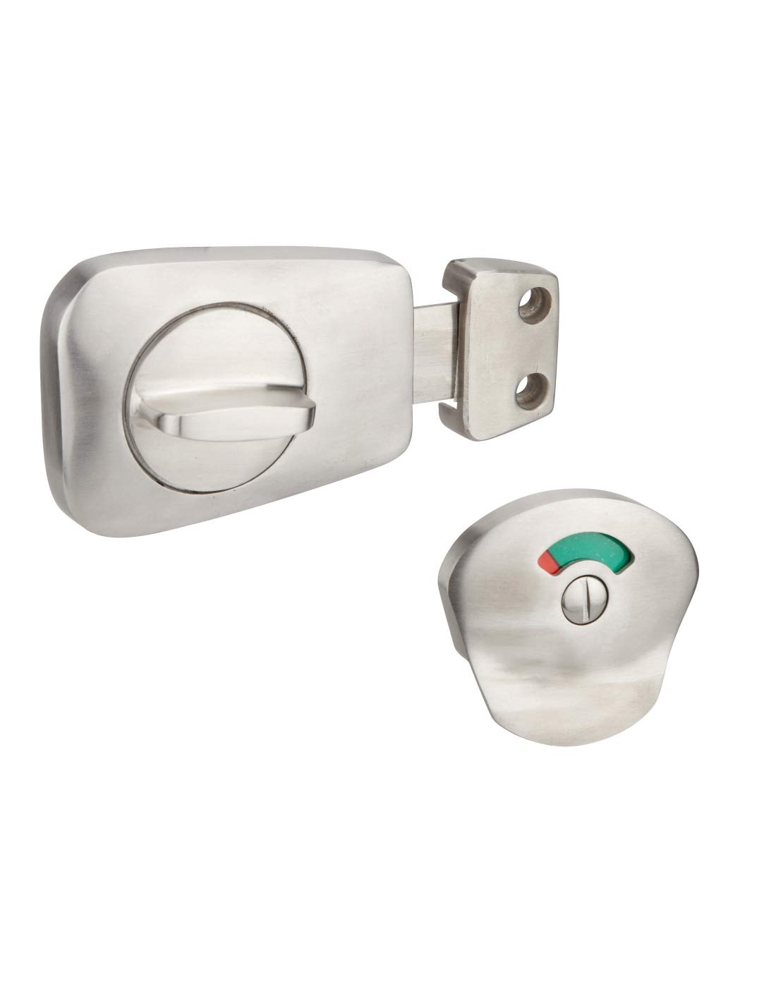 THIRARD - Serratura con Indicatore per WC - Per Porta 40 mm - Acciaio Inox Spazzolato - Cassetto e Piastra Inox Fuso - Sicurezza Automatica - Installazione Facile - Pomello Inox - Grigio
