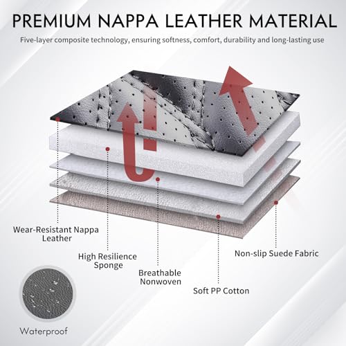 Image of Huidasource Tacoma Front&Back Seat Covers, Gray Leather Car Seat Cushion Cover Accessories Fit for 2016-2023 Double & Crew Cab Toyota Tacoma SR SR5 Limited TRD Sport /Pro /Off Road(Full Set /Gray)