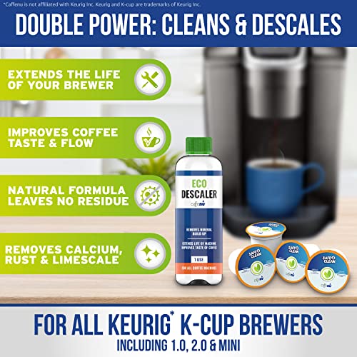 Descaling Solution And Cleaning Kit For Keurig 1.0, 2.0 K Cup Coffee Machines. 3 Month Supply. 4 Keurig Cleaning Pods & Descaler For Keurig Coffee Machines #TOP1