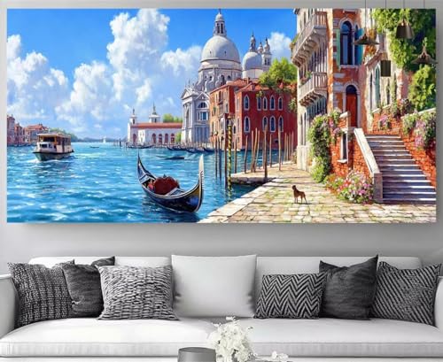Diamond Painting Bateau Mer Égée kit complet de broderie 5D grand format 60x120cm pour débutant