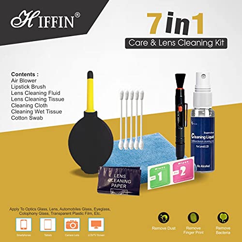 Image of HIFFIN 7 in 1 Care and Lens Cleaning kit for Nikon Canon Sony All Digital & flim Camera Lenses,binocluars, LCD Screens