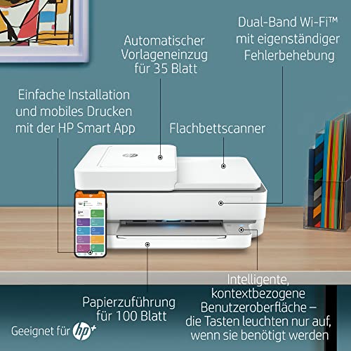 HP ENVY 6420e Multifunktionsdrucker, 3 Monate gratis drucken mit HP Instant Ink inklusive, HP+, Drucker, Kopierer, Scanner, Mobiler Faxversand, WLAN, Automatischer Dokumenteneinzug