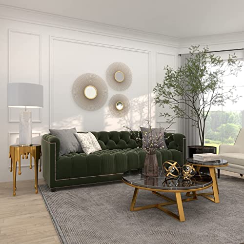 Deco 79 Aluminum Drip Accent Table With Melting Designed Legs And Shaded Glass Top, 16" X 16" X 25", Gold #TOP5