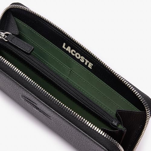 Lacoste Women's Large City Court Grain Leather Billfold Wallet, Black, One Size3