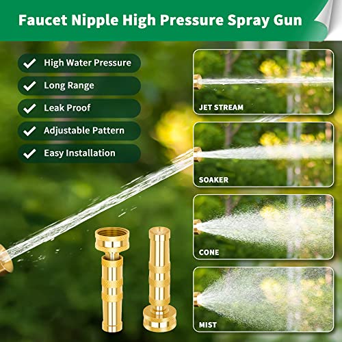 Automan Brass Hose Nozzle – High Pressure Jet Nozzles 2 Pack, Heavy Duty Sprayer For Garden Hoses, Adjustable Spray Gun, Solid Twist Water Hose Nozzle For Patio, Lawn, Car Wash, Extra 6 Rubber Washers #TOP2