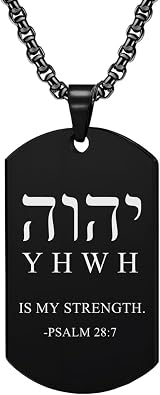 Tetragrammaton YHWH Is My Strength Pendant Hebrew Yhvh Jehovah Names of God Necklace Yahweh Amulets Jewish Jewelry for Men Women