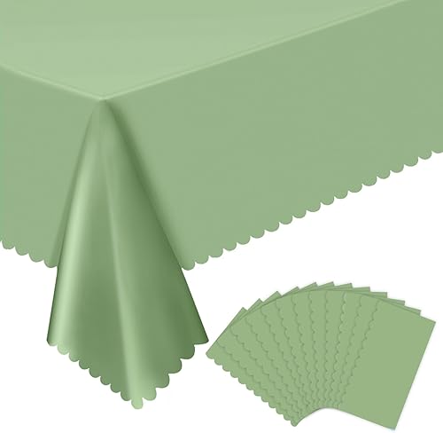 Miniatura 19 de Paquete de 6 manteles de plástico rosa claro, manteles de fiesta de 54 x 108 pulgadas, manteles festoneados rosas para mesas rectangulares, fundas