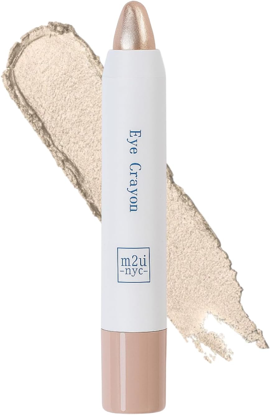 Ultra Creamy Eye Shadow Stick – (Champagne) Shimmer Cream Eyeshadow Pencil Crayon - Moisturizing Eye Brightener Stick & Highlighter – Long Lasting, Smudge Proof, Buildable Lightweight Formula
